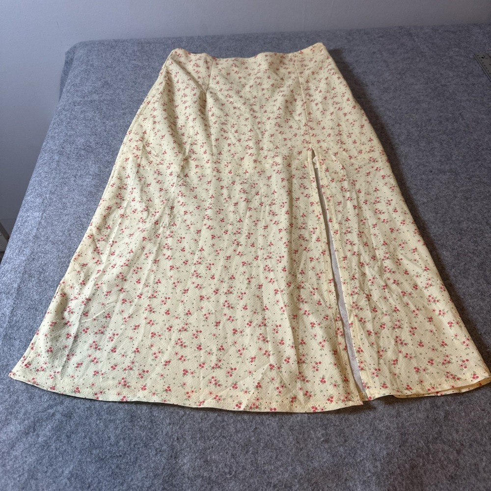 Vg Midi Skirt Yellow Floral Sheer 90's Y2K Fairy Romance Cottagcore Gilmore Girl